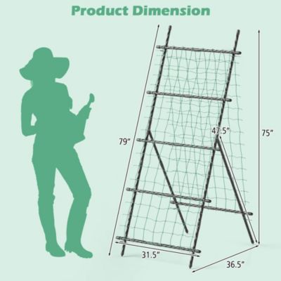 74" Garden Cucumber Trellis for Plant Climbing with PE-Coated Frame, Trellis Net