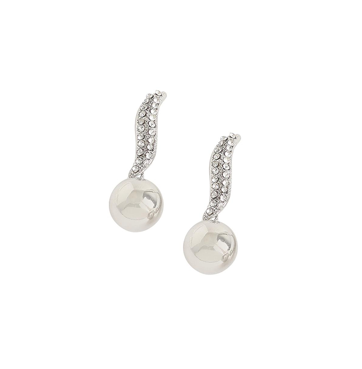 Sohi Women's Minimal Drop Earrings In Silver