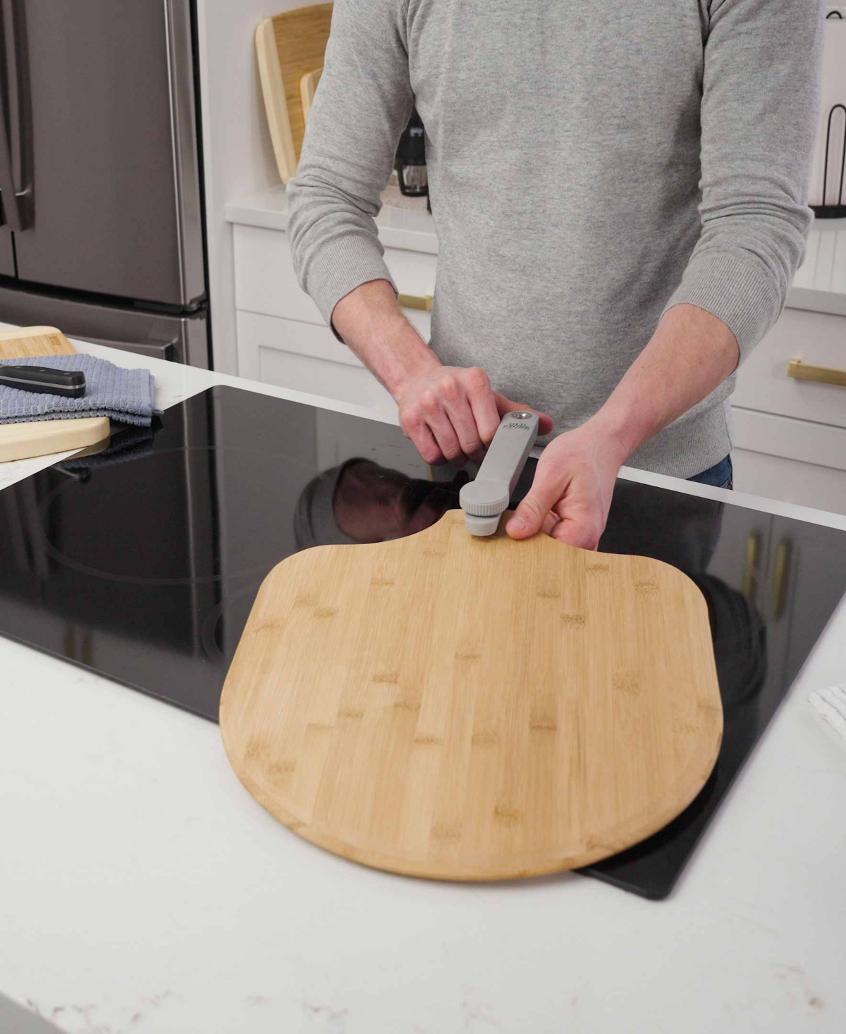Old Stone 12 X 14 Inch Real Bamboo Pizza Peel With Folding Handle Is Moisture Resistant And Has An Easy-glide  In Natural