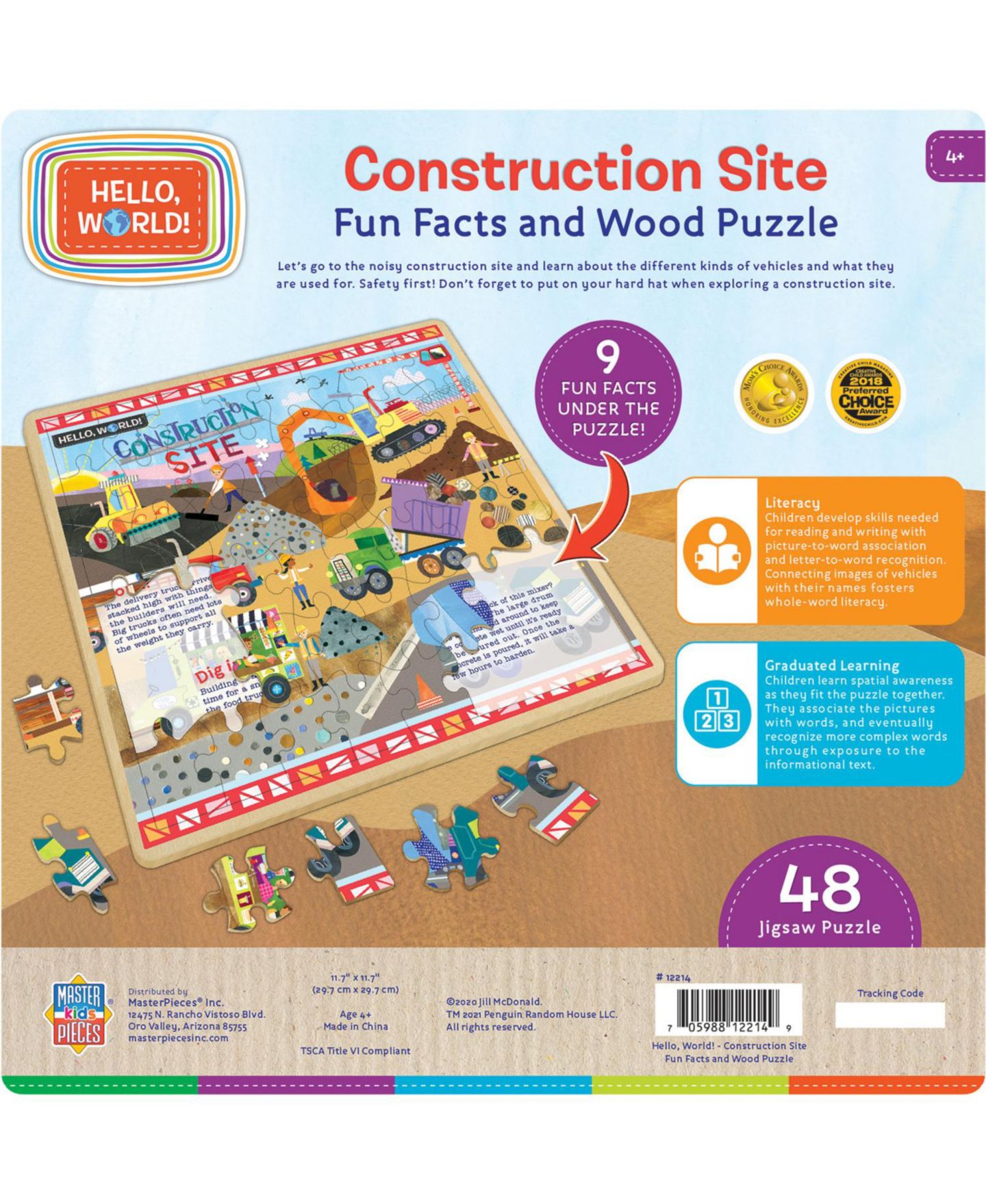Детская игрушка MasterPieces Puzzles MasterPieces Hello, World! - Construction Site 48 Piece Wood Puzzle, цвет: Разноцветный — фото 3