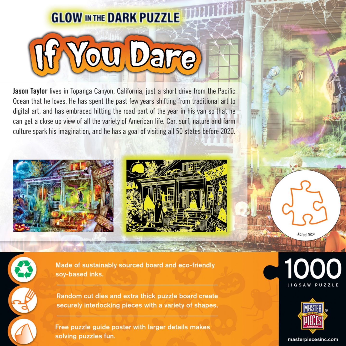 Детский пазл MasterPieces Puzzles If You Dare Glow in the Dark Halloween 1000 Piece Puzzle, Ages 14+, цвет: Разноцветный — фото 2