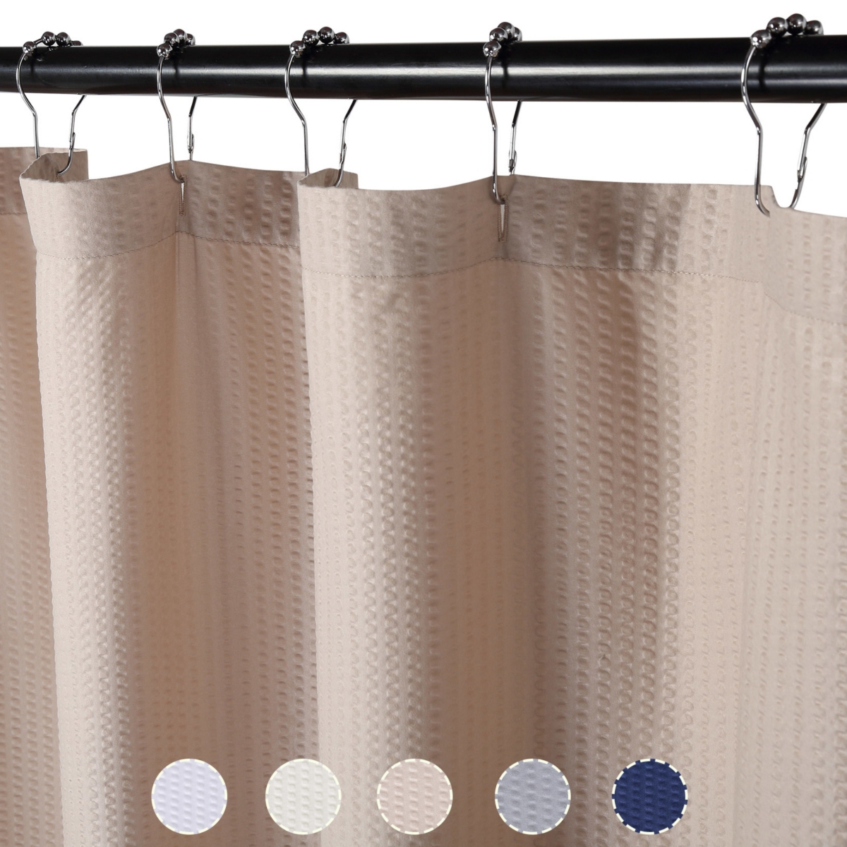 Caromio Soft Embossed Seersucker Microfiber Fabric Shower Curtain or Liner, 72