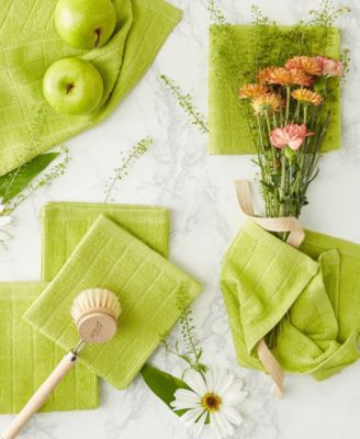 Basic Terry Collection Solid Windowpane Dishcloth Set, 12x12", Avocado, 6 Count