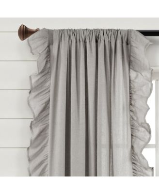 Linen Ruffle Window Curtain Panel