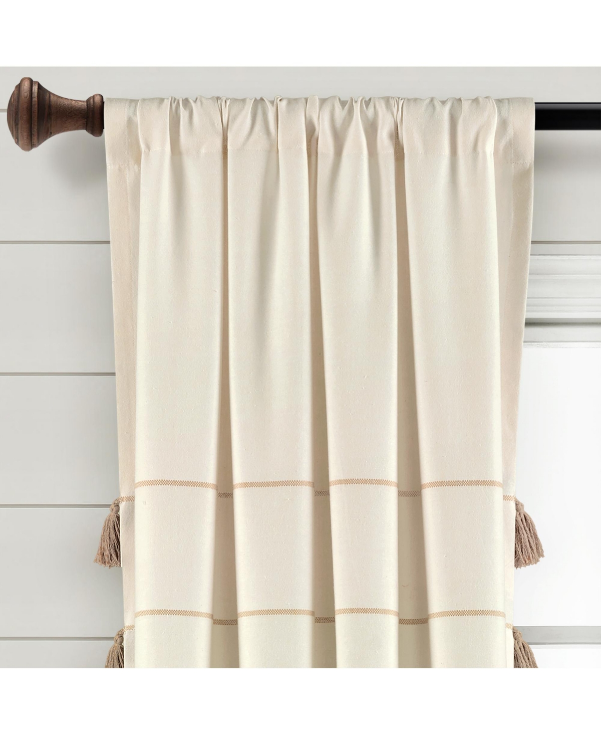 Lush Decor Farmhouse Boho Stripe Woven Tassel Yarn Dyed Cotton Window Curtain Panels