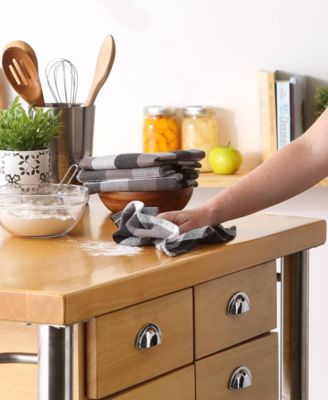 Tri-Color Check Collection Kitchen, Dishcloth Set, Black, 4 Piece