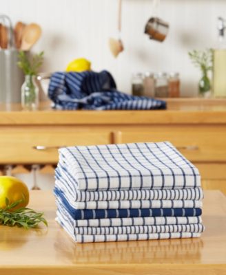 Everyday Basic Collection Woven Dishtowel Set, 20x28", Nautical Blue, 8 Piece