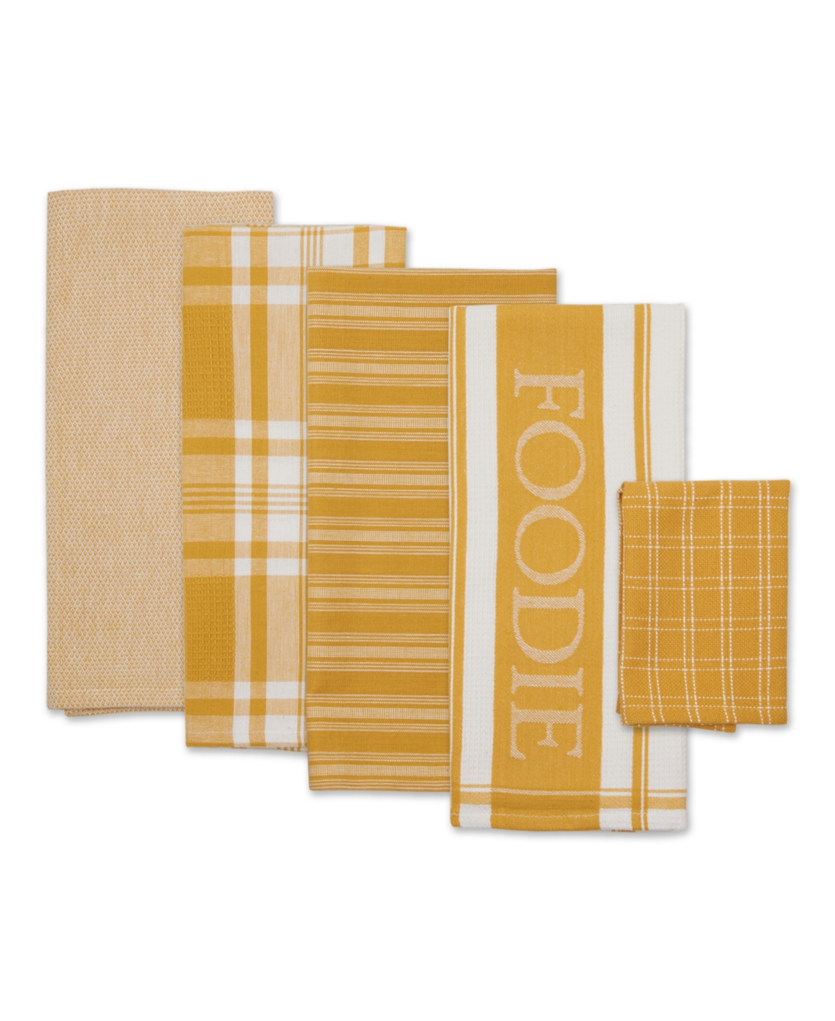 Design Imports Everyday Collection Foodie Kitchen Set, Dishtowel Dishcloth, Honey Gold, 5 Piece In Honey Gold