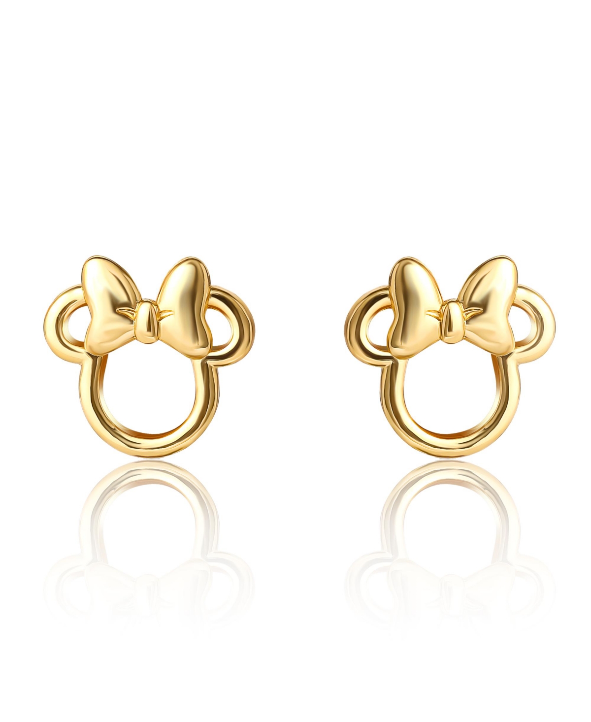 Minnie Mouse Flash Yellow Gold Plated Outline Stud Earrings - Gold tone