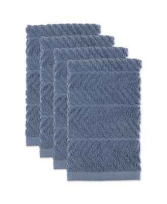Luxury Bar Mop Collection Chevron Dishtowel Set, 16x19", Stonewash Blue, 4 Piece
