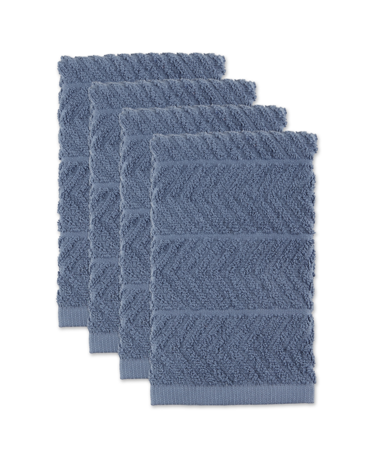 Design Imports Basic Terry Collection Waffle Dishtowel Set, 15x26", Solid Stonewash Blue, 4 Piece In Stonewash Blue