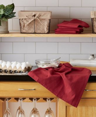 Basic Solid Dishtowel Collection Cotton Flat Woven, Small Set, 18x28", Barn Red, 6 Piece