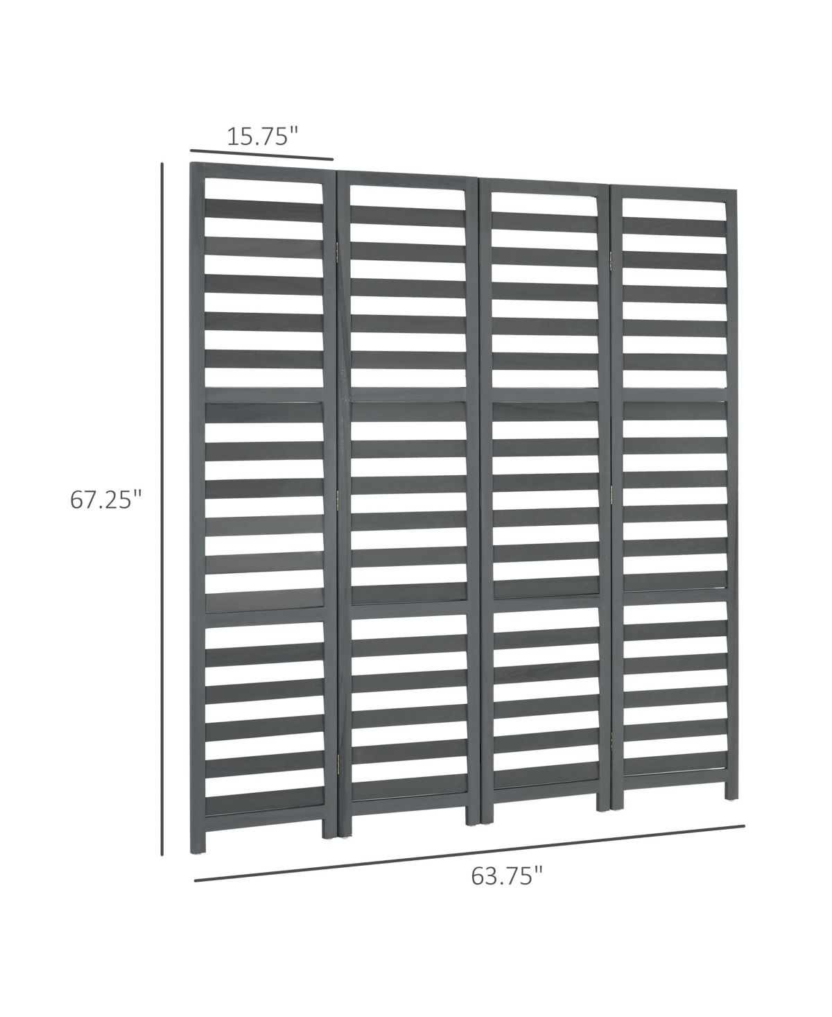 Homcom 5 Ft Tall 4-Panel Room Divider, Freestanding Folding Privacy Screen Panels, Partition Wall Divider for Indoor Bedroom Office,- Dark