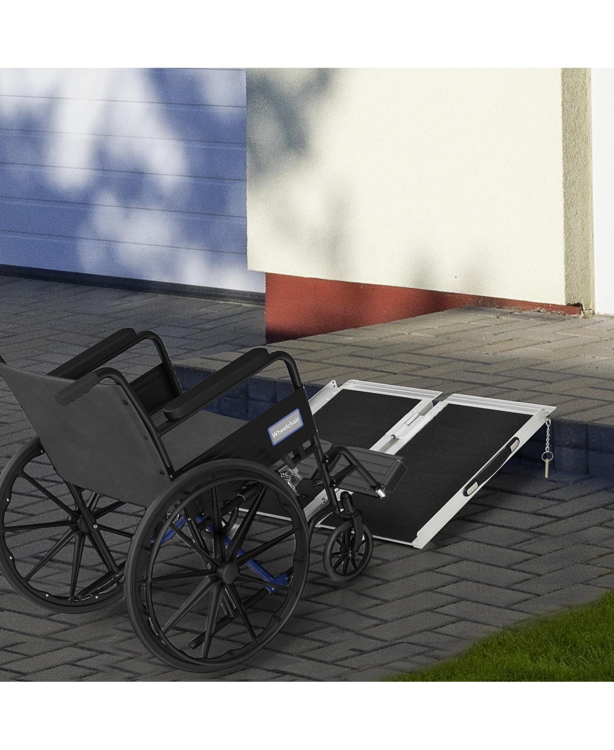 Homcom Textured Aluminum Folding Wheelchair Ramp, Portable Threshold Ramp, for Doorways, Home, Steps, Stairs
