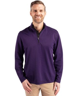 Cutter Buck Virtue Eco Pique Micro Stripe Recycled Mens Quarter Zip Jacket