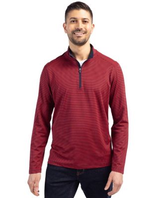 Cutter Buck Virtue Eco Pique Micro Stripe Recycled Mens Quarter Zip Jacket