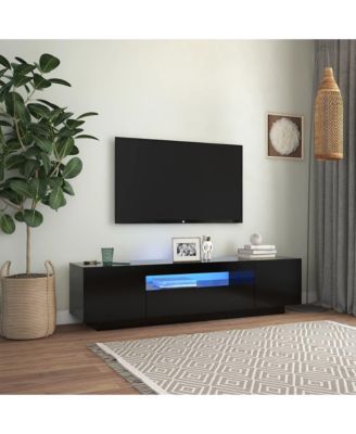 TV Stand with LED Lights Black 63"x13.8"x15.7"