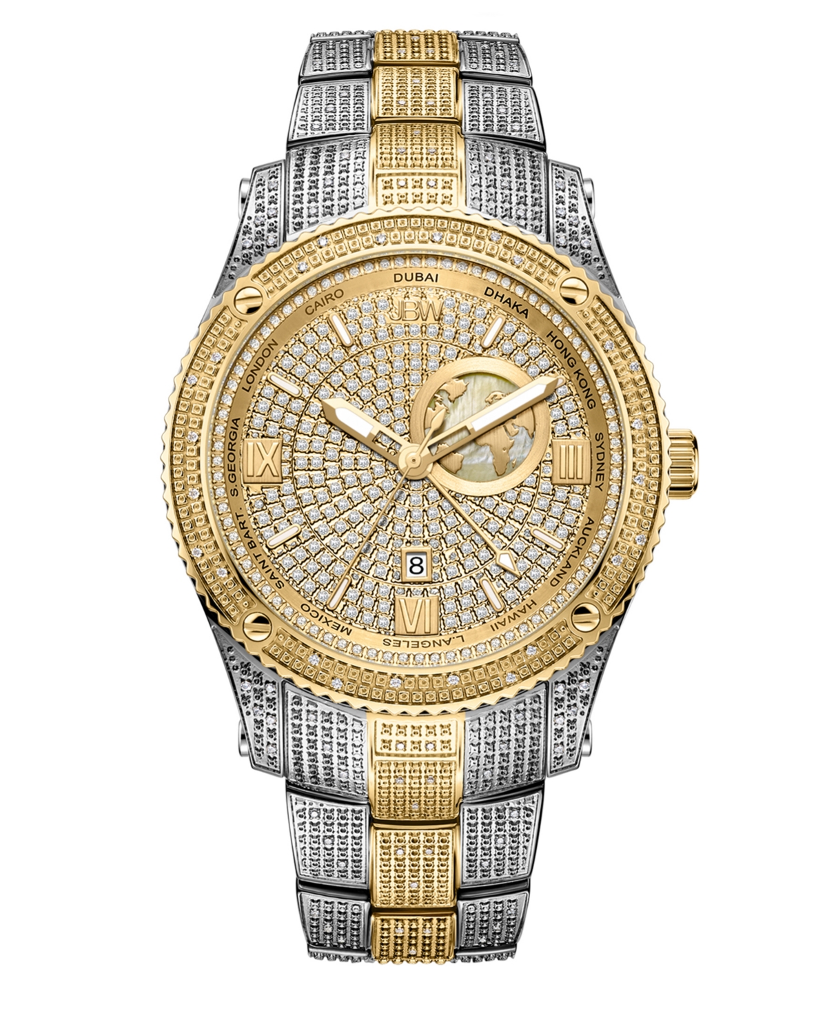 Men's Jet Setter Gmt Multi 18K Gold-Plated Stainless Steel Bracelet Watch 46mm - Silver