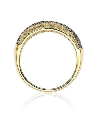 Suzy Levian Sterling Silver Cubic Zirconia Multi Row Brown Ring