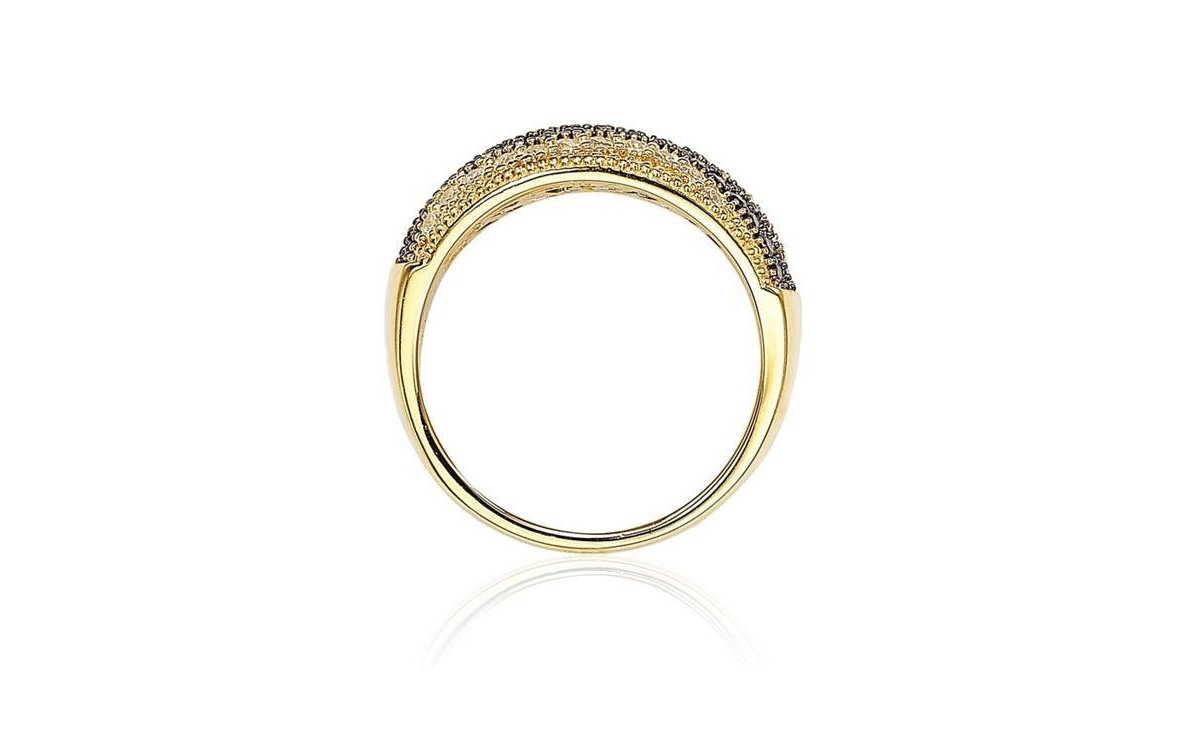 Suzy Levian New York Suzy Levian Sterling Silver Cubic Zirconia Multi RowRing - Brown