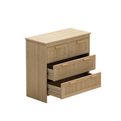 4-Drawer Rattan Cabinet for Home