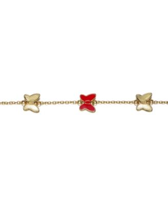 14k Yellow Gold Plated Adjustable Bracelet with Butterfly Charms for Kids