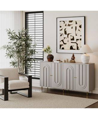 Streamdale Gray Lacquered Wooden Cabinet Server for Multiple Rooms