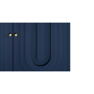 Blue Lacquered 4 Door Wooden Sideboard Buffet Cabinet