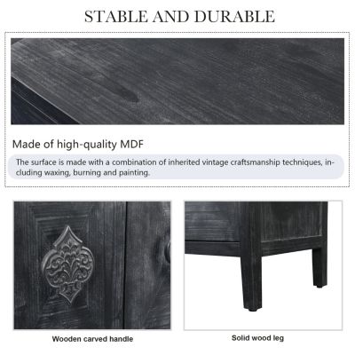 Floral Carved Door Handle, Antique Cabinet