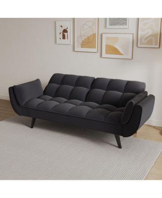 57" Black Sofa with Pillows