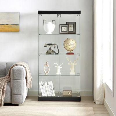 Streamdale Black Floor Standing Glass Display Cabinet