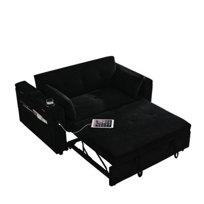 Pull-Out Sleeper Sofa with Recliners and Storage