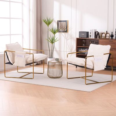 Streamdale Gold-plated Upholstered Armchair with Arm Pockets