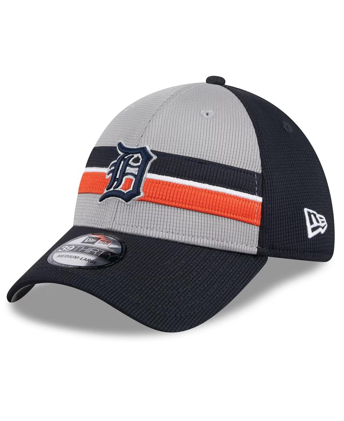 Men's Gray Detroit Tigers 2024 Batting Practice 39THIRTY Flex Hat - Navy