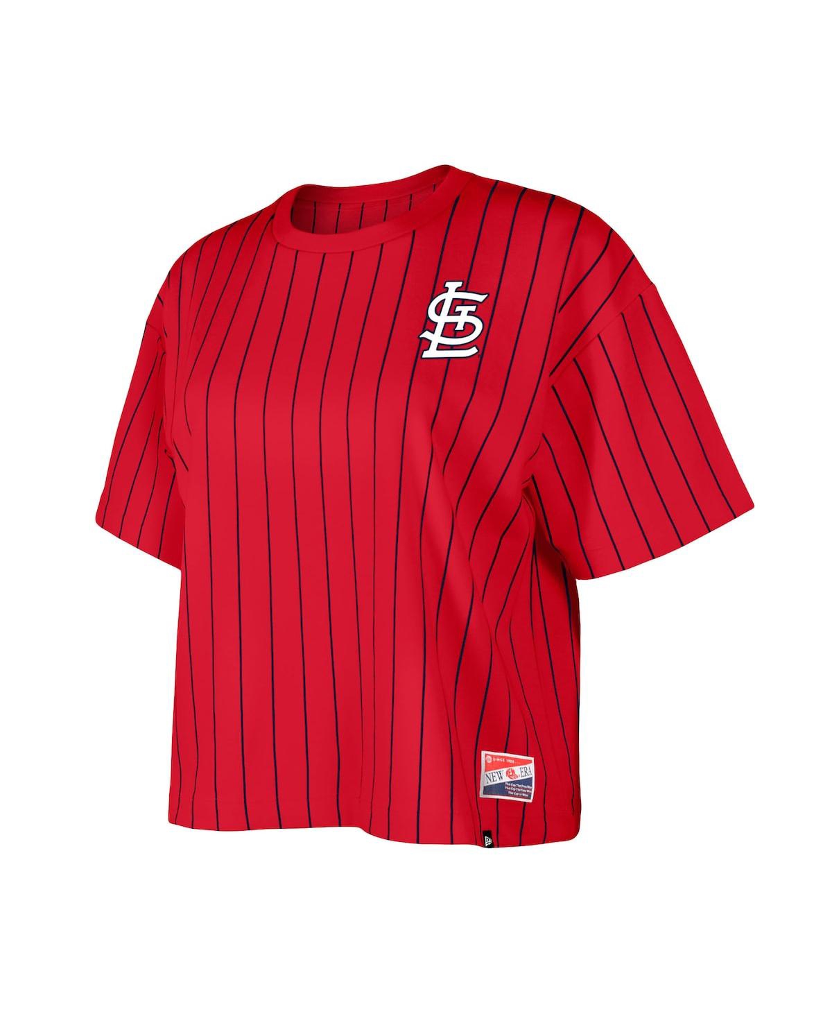 NEW ERA WOMEN'S RED ST. LOUIS CARDINALS BOXY PINSTRIPE T-SHIRT 