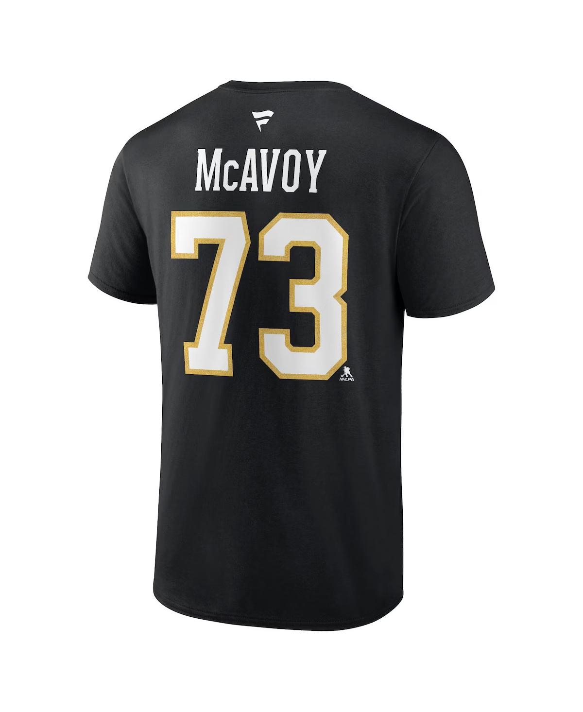 FANATICS MEN'S CHARLIE MCAVOY BLACK BOSTON BRUINS AUTHENTIC STACK NAME NUMBER T-SHIRT