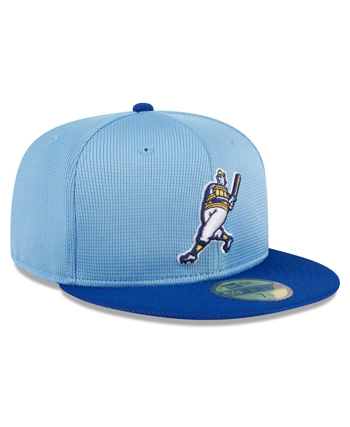 New Era Light Blue Milwaukee Brewers 2024 Batting Practice 59fifty Fitted Hat In Navy