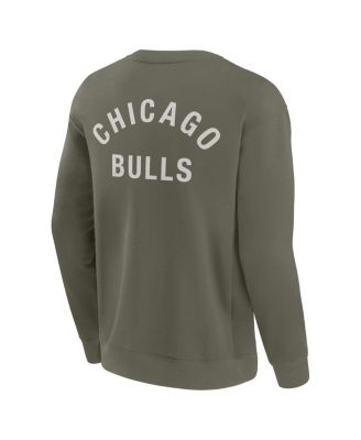 Men's and Women's Olive Chicago Bulls Super Soft Pullover Crew Sweatshirt