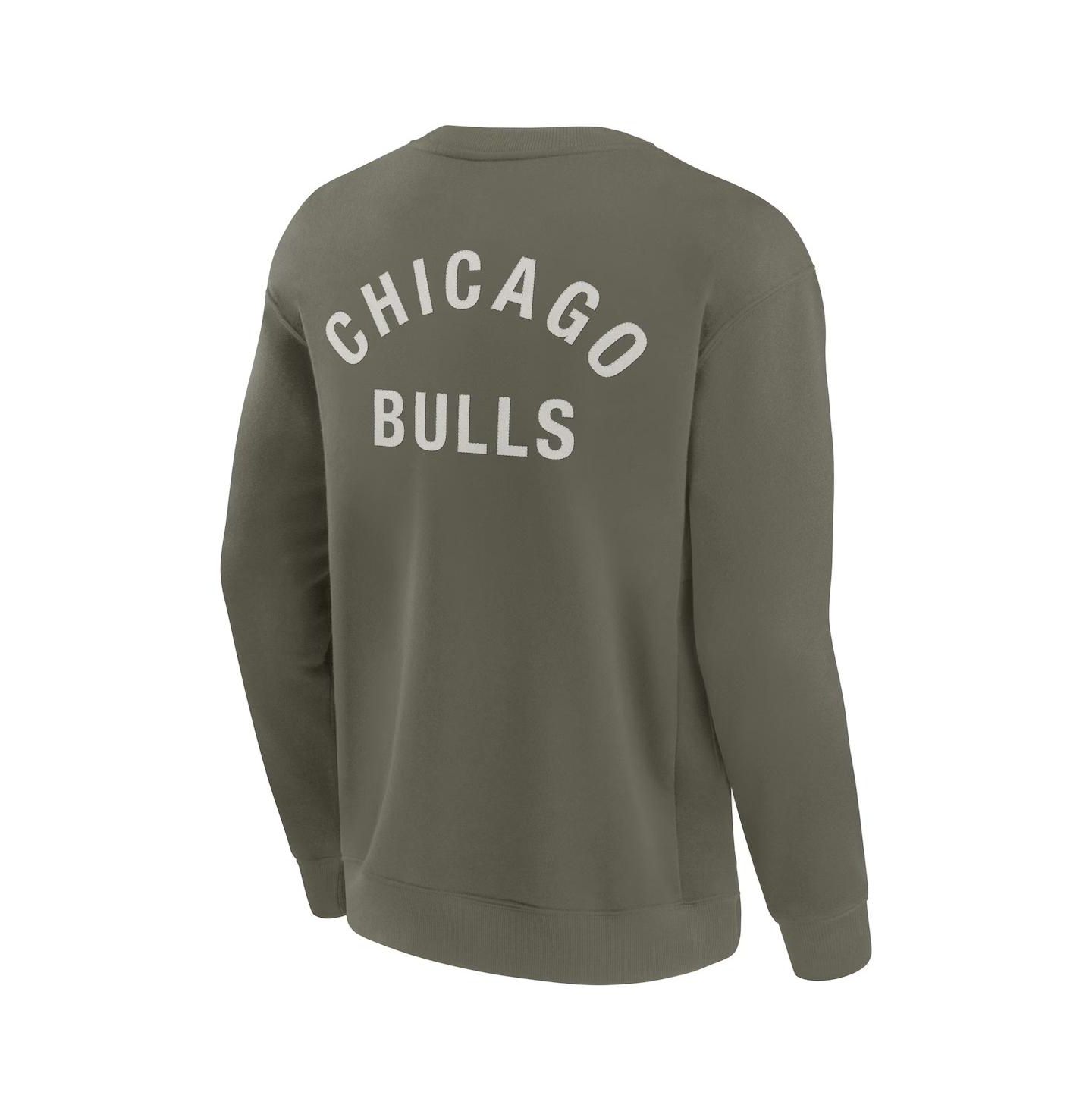 Толстовка Fanatics Signature Olive Chicago Bulls Super Soft Pullover Crew — фото 3