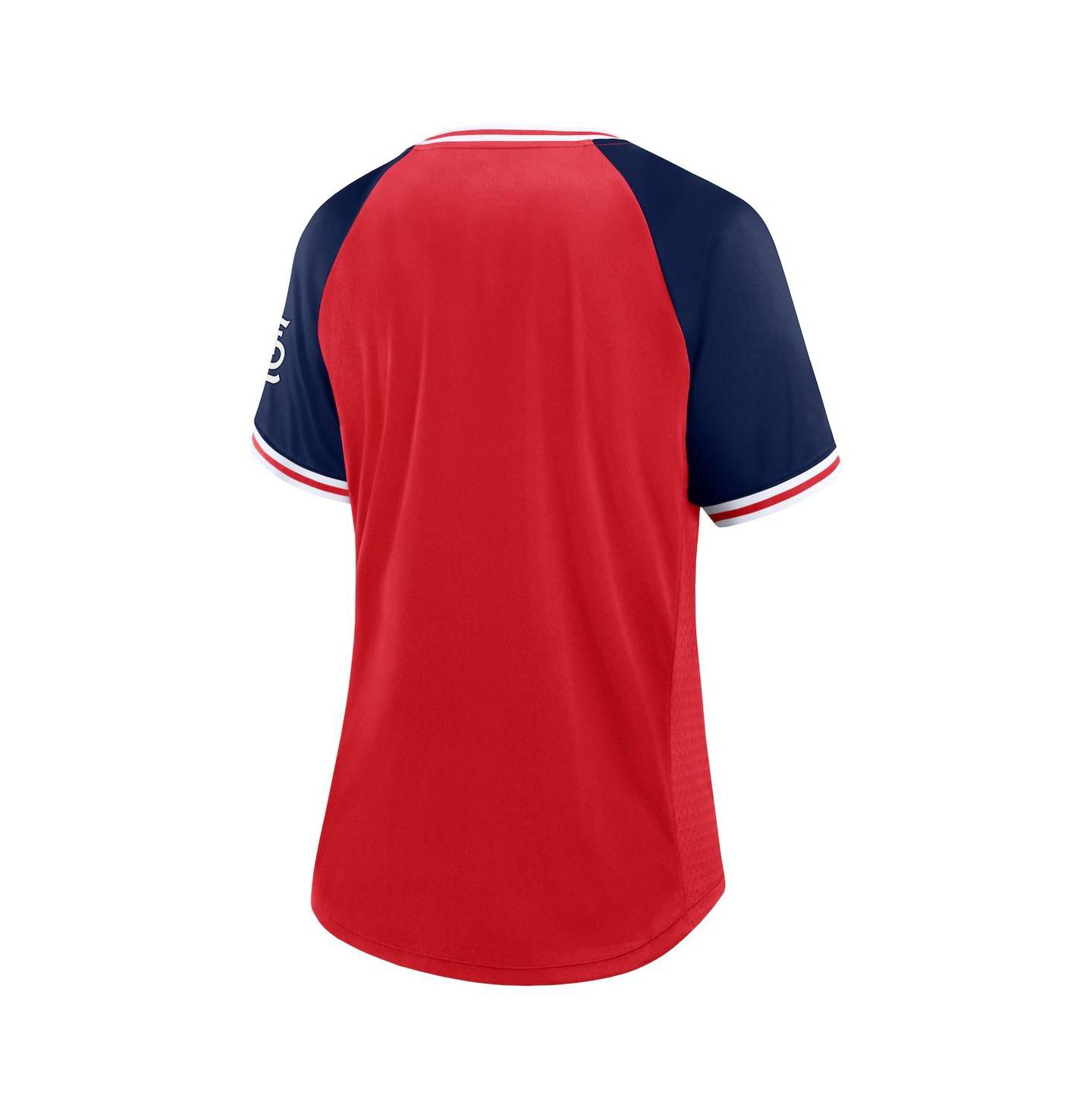 Женская футболка Fanatics Red St. Louis Cardinals Glitz Glam League Diva Raglan V-Neck — фото 2