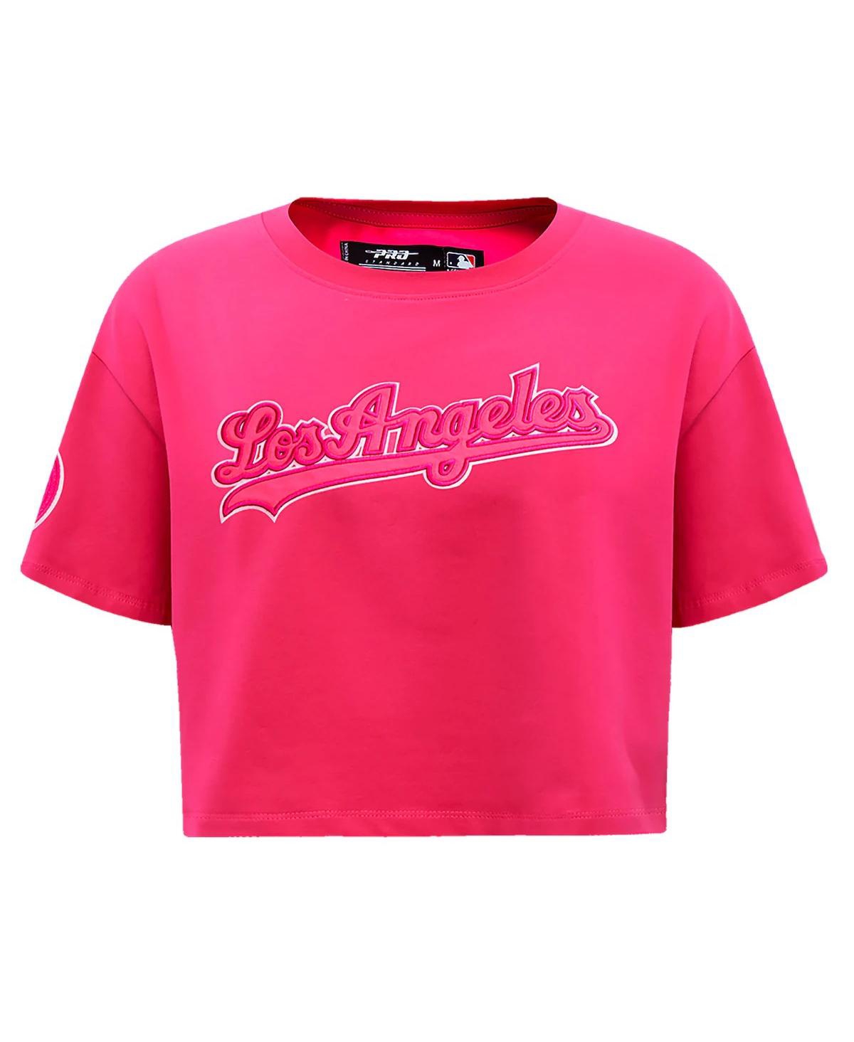 Pro Standard Women'sLos Angeles Dodgers TripleBoxy Cropped T-Shirt - Pink