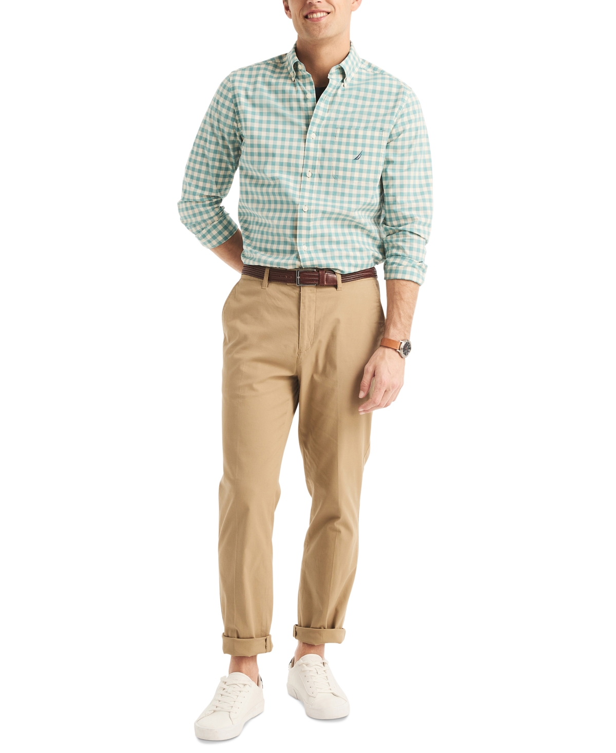 Nautica Men's Classic-Fit Stretch Button-Down Check Shirt