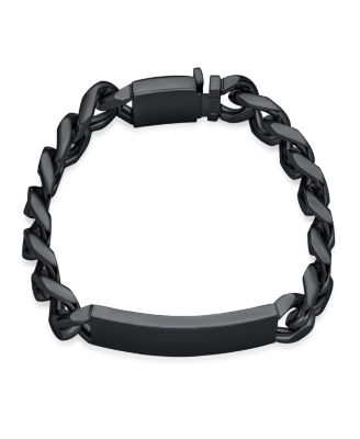 Solid Name Bar Plate Identification ID Bracelet Cuban Link Chain Stainless Steel