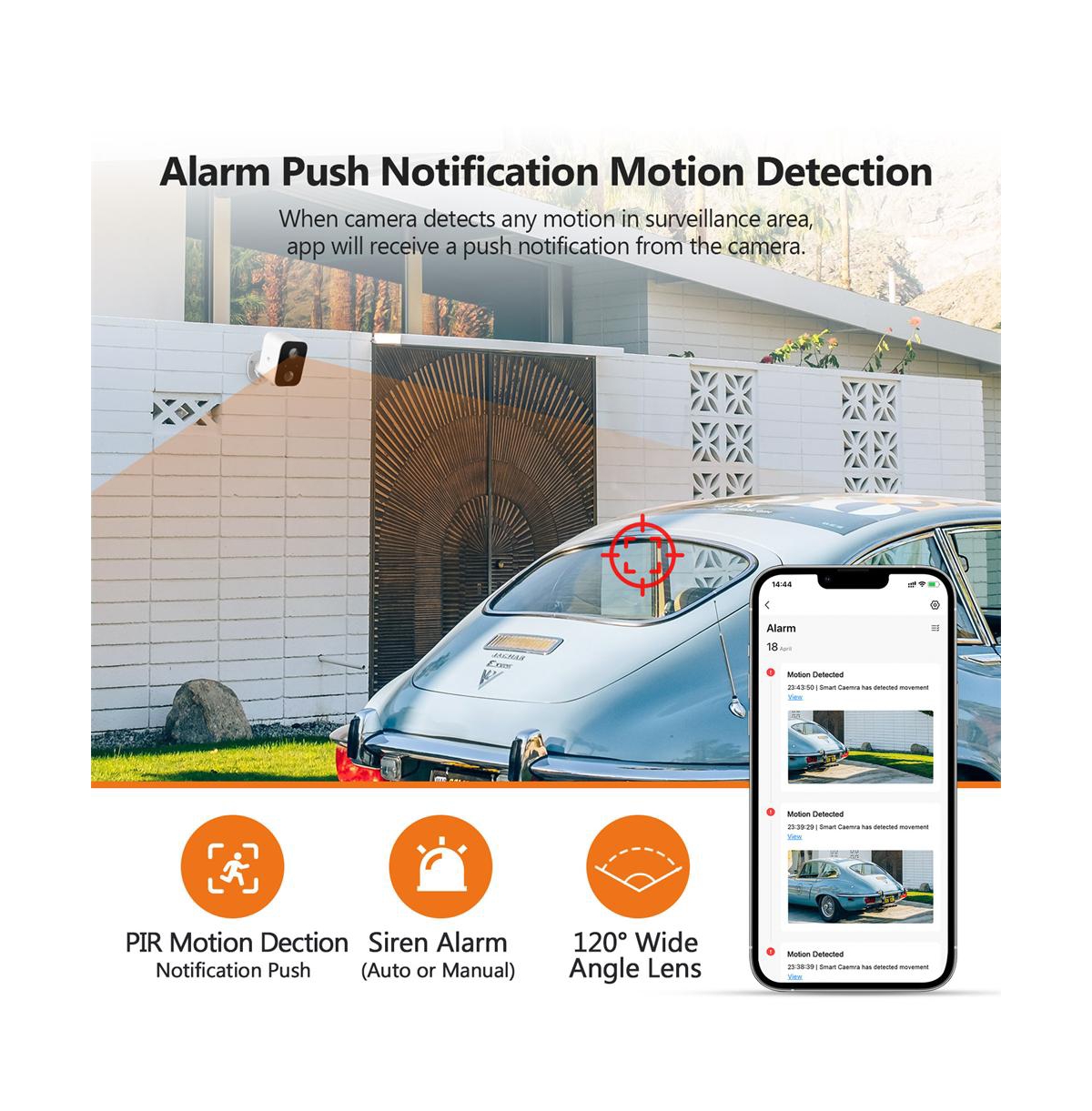 Z-edge 3 Packs 1080P Full Hd Wireless Smart Cameras with Solar Panels and 16GB Tf Card -- White