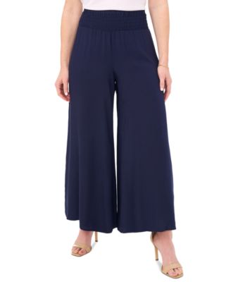 Sam & Jess - Women's Smocked-Waist Cropped Wide-Leg Pants