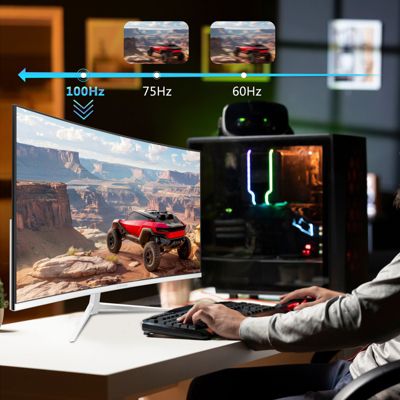 U24C 24 inch 1080P FHD 100Hz 1650R Curved Monitor, 99% sRGB, HDMI + DisplayPort