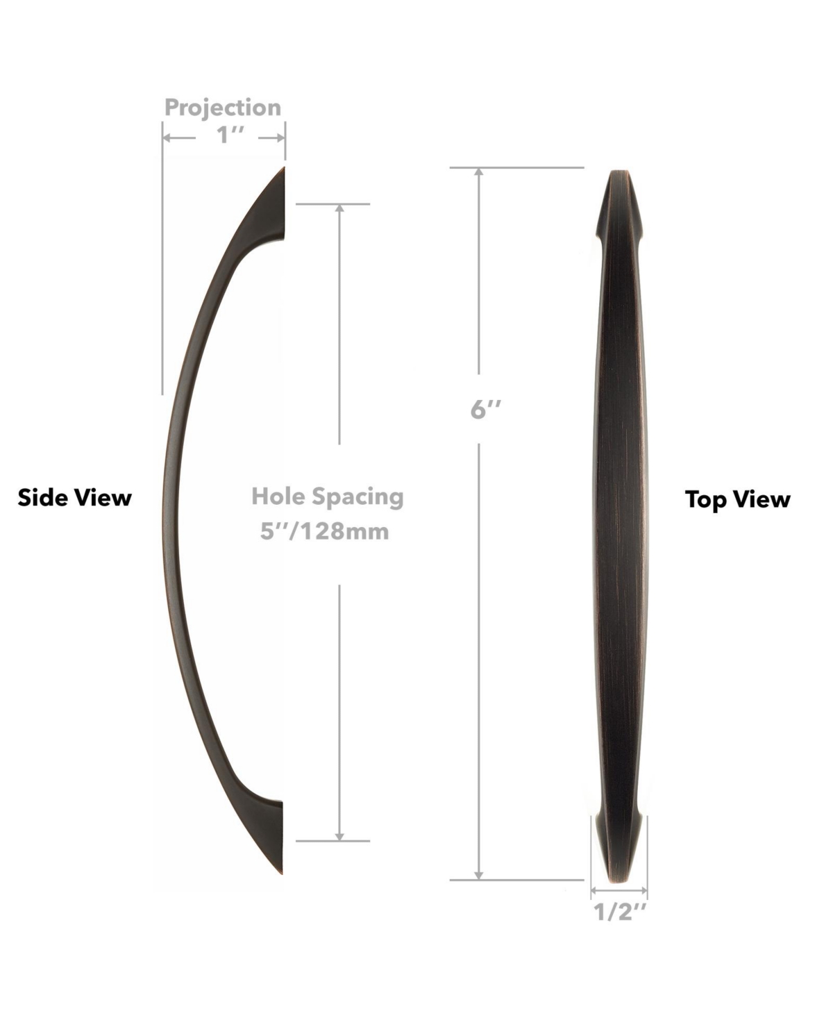 Cauldham 10 Pack Solid Kitchen Cabinet Arch Pulls Handles (5