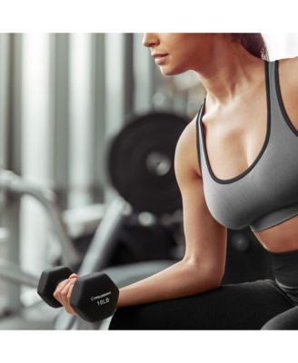 Neoprene Dumbbell Hexagon Hand Weights, 10 lb Pair - 20 lb Total