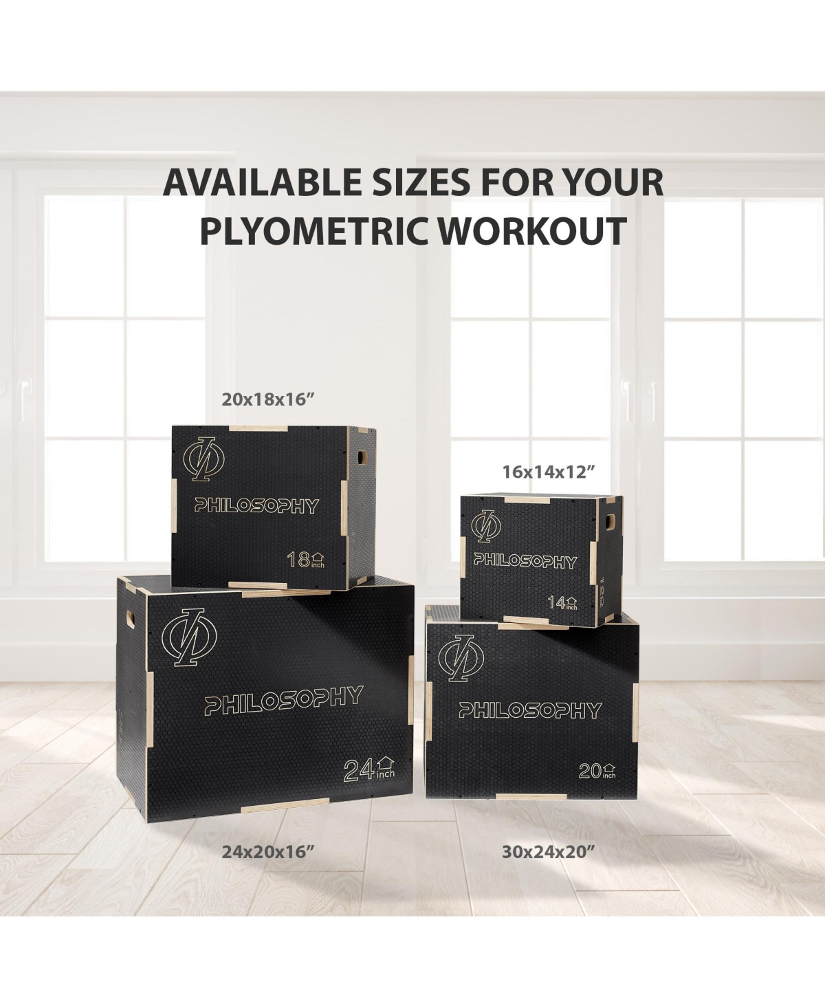 Philosophy Gym 3 in 1 Non-Slip Wood Plyo Box, 20