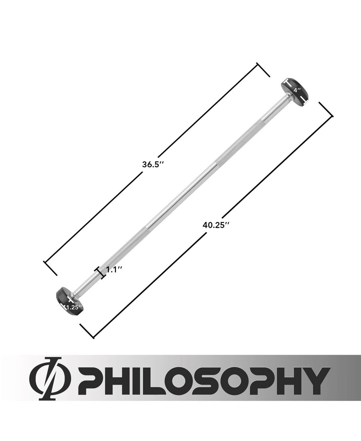 Philosophy Gym Rubber Fixed Barbell, 10 Lb Pre-Loaded Weight Straight Bar for Strength Training & Weightlifting